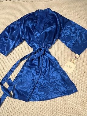 Vintage Henson Kickernick Royal Blue Satin Robe NWT Medium